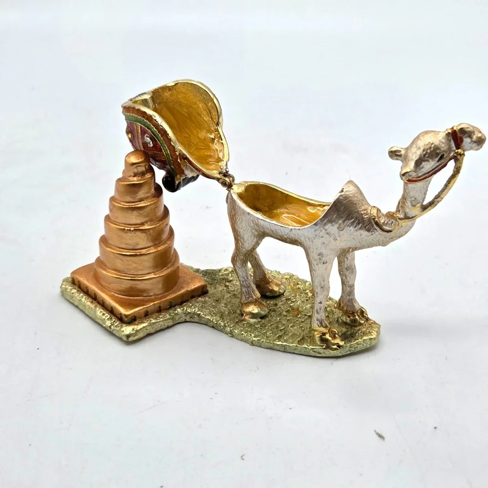 VINTAGE Jeweled Camel‎ Trinket Box Multicolor Hinged with Rhinestones, IRAQ